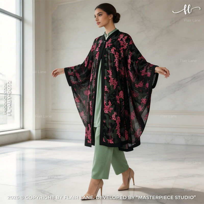 Semi-Long Printed 1 Button Kaftan Cape