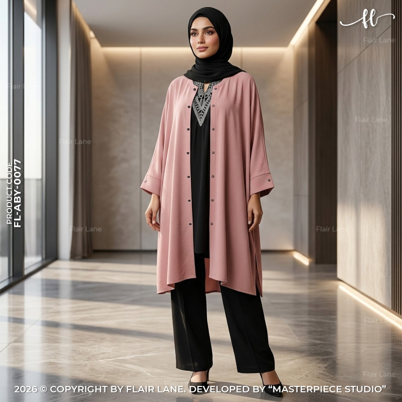Semi-Long 6 Button Kaftan Cape with Cuffed Sleeve