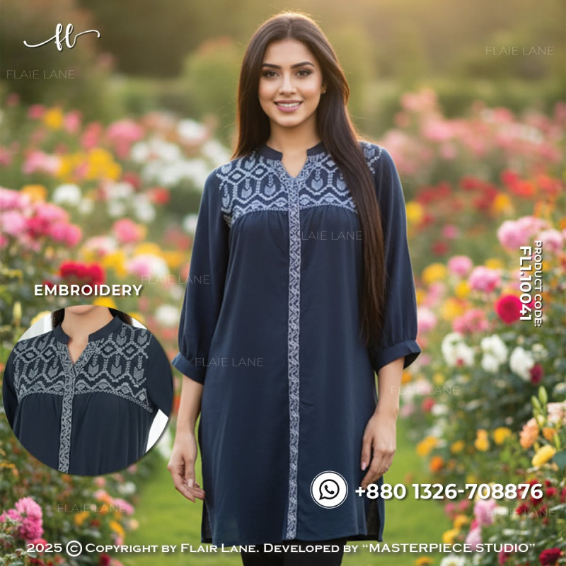 LADIES/GIRLS ROUND NECK TOPS WITH 3/4 SLEEVE