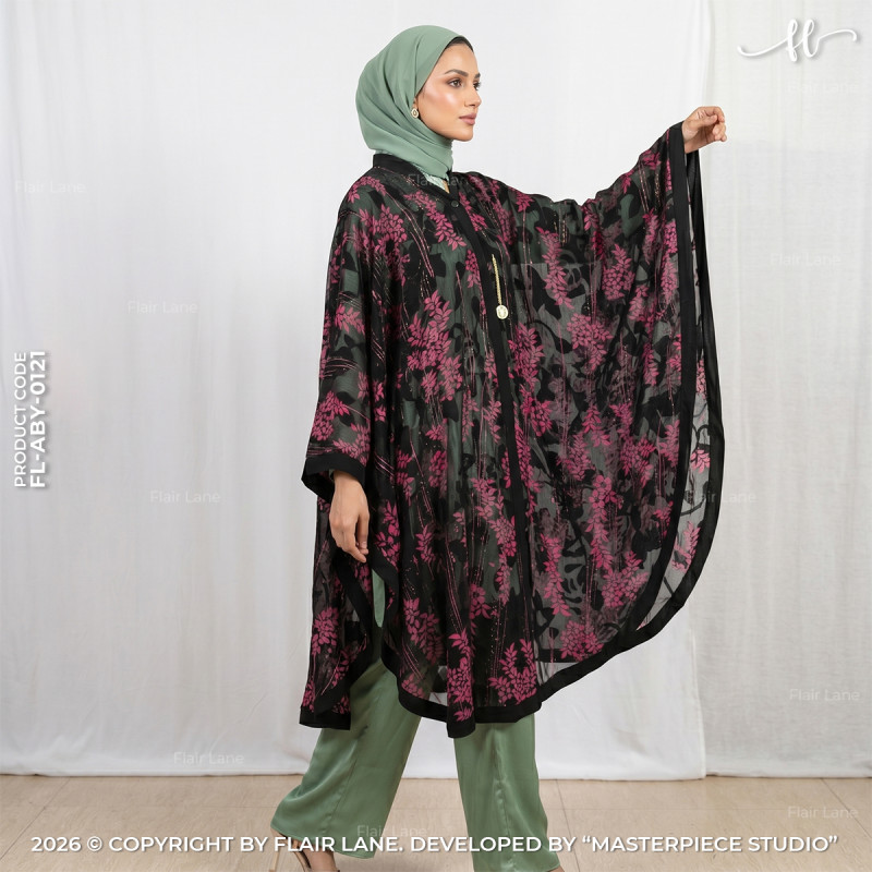 Semi-Long Printed 1 Button Kaftan Cape