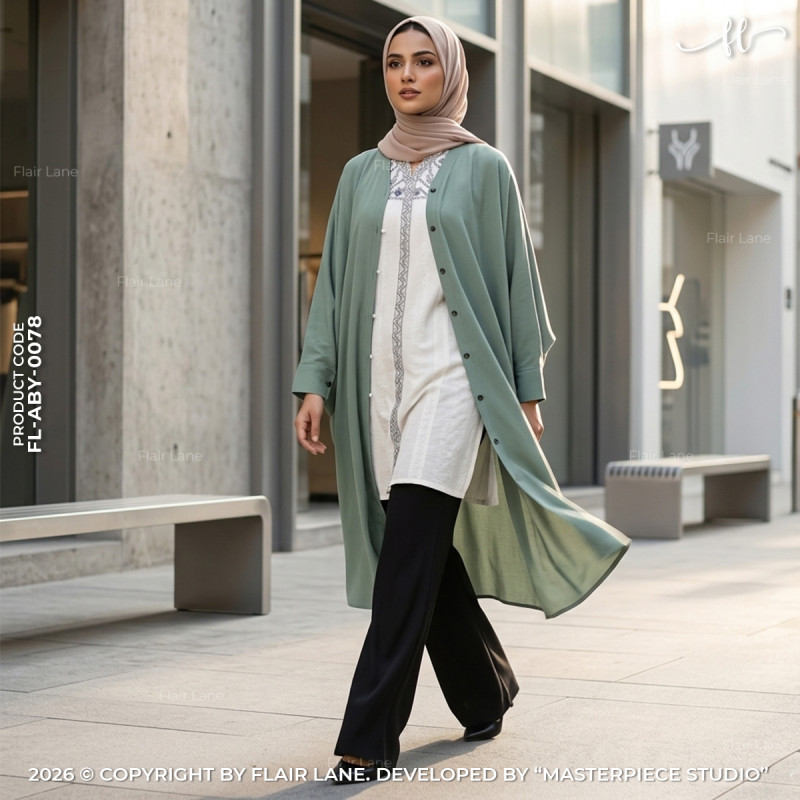 Semi-Long 6 Button Kaftan Cape with Cuffed Sleeve