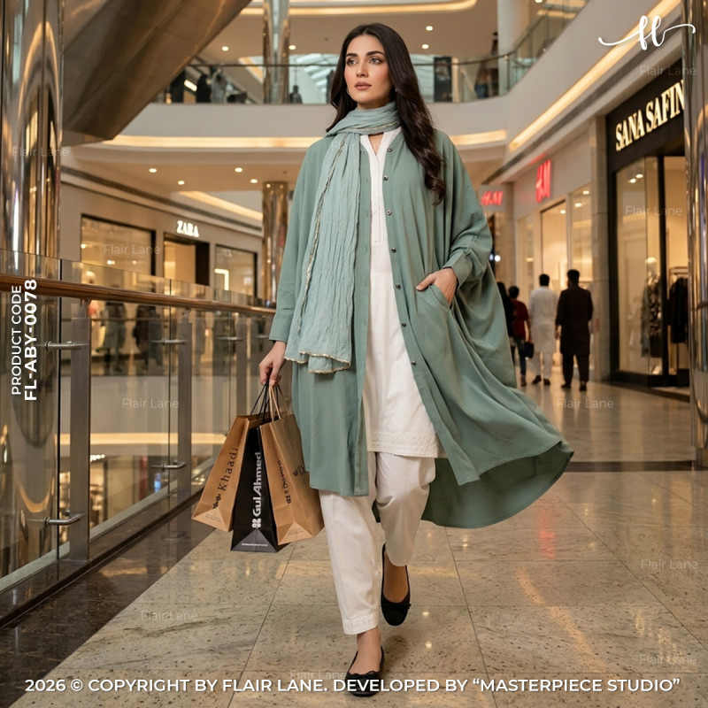 Semi-Long 6 Button Kaftan Cape with Cuffed Sleeve