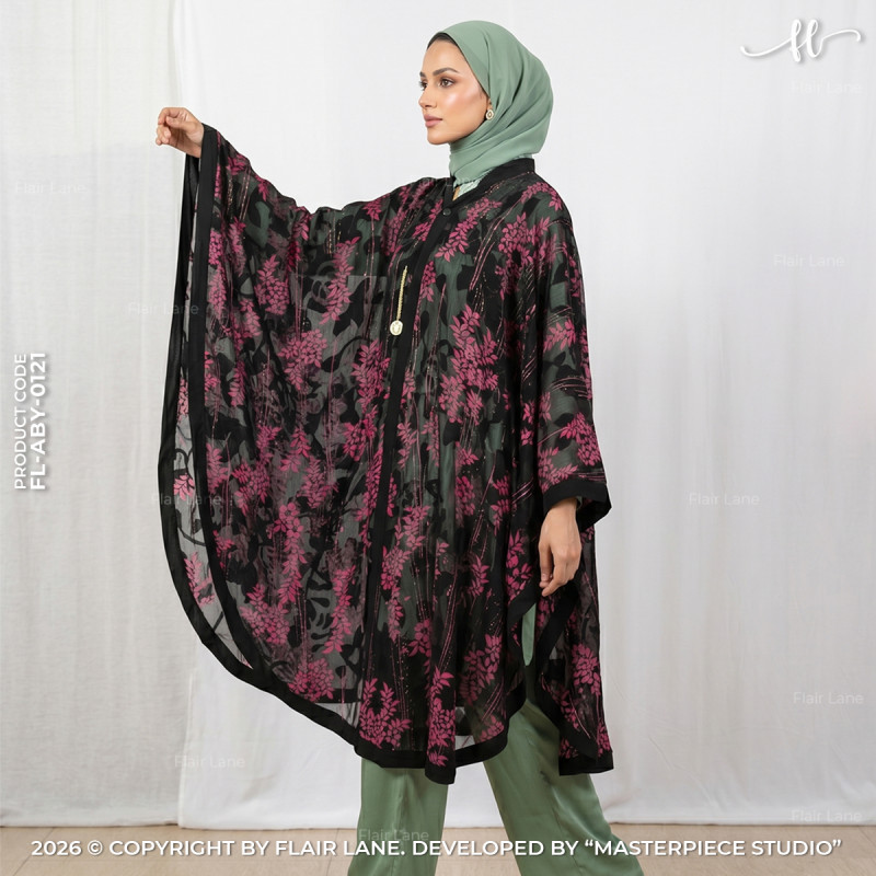 Semi-Long Printed 1 Button Kaftan Cape