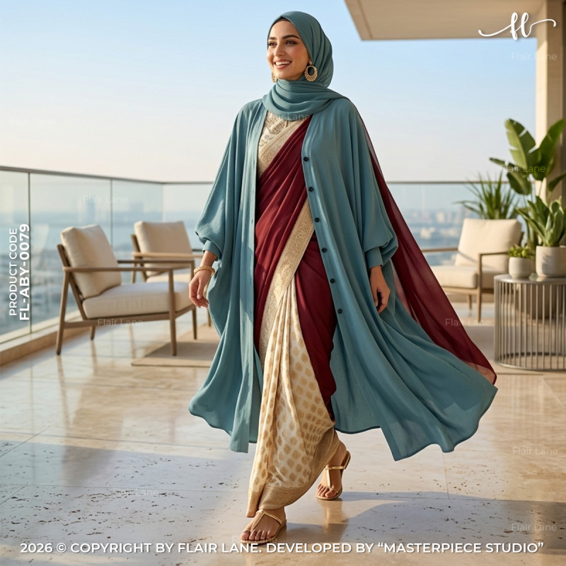 Semi-Long 6 Button Kaftan Cape with Cuffed Sleeve