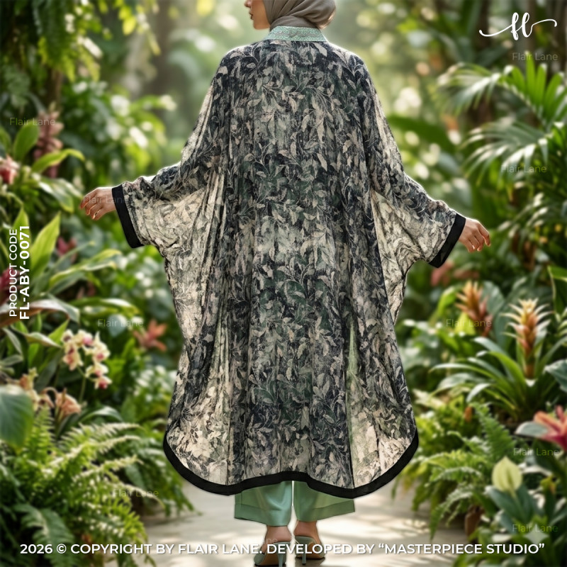Semi-Long Printed 1 Button Kaftan Cape